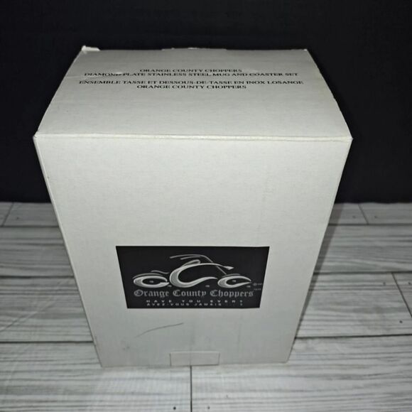 Orange County Choppers Diamond Plate Stainless Steel Mug & Coaster Set In Box - Picture 7 of 8